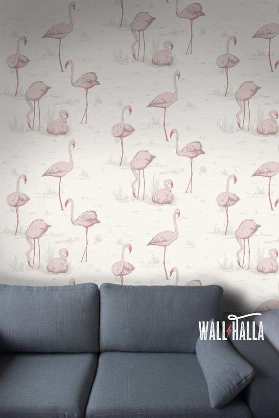 Seamless Self Adhesive Flamingo Water Pattern Wallpaper
