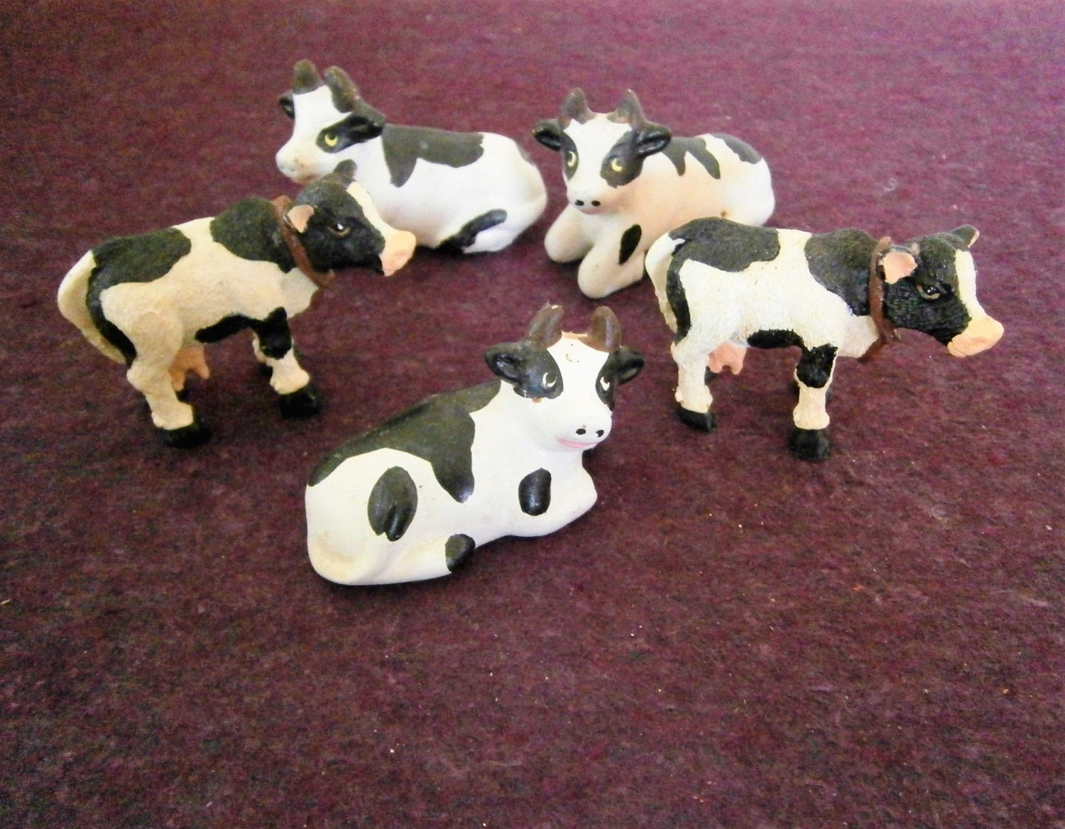 Cow Figurine Miniature Ceramic Vintage Resin by AVintageYardSale