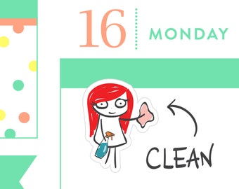 P002-Cleaning planner stickers, chores stickers, planner stickers, vacuum, dishes, cleaning reminder, MINI size, 32 stickers, PPC151