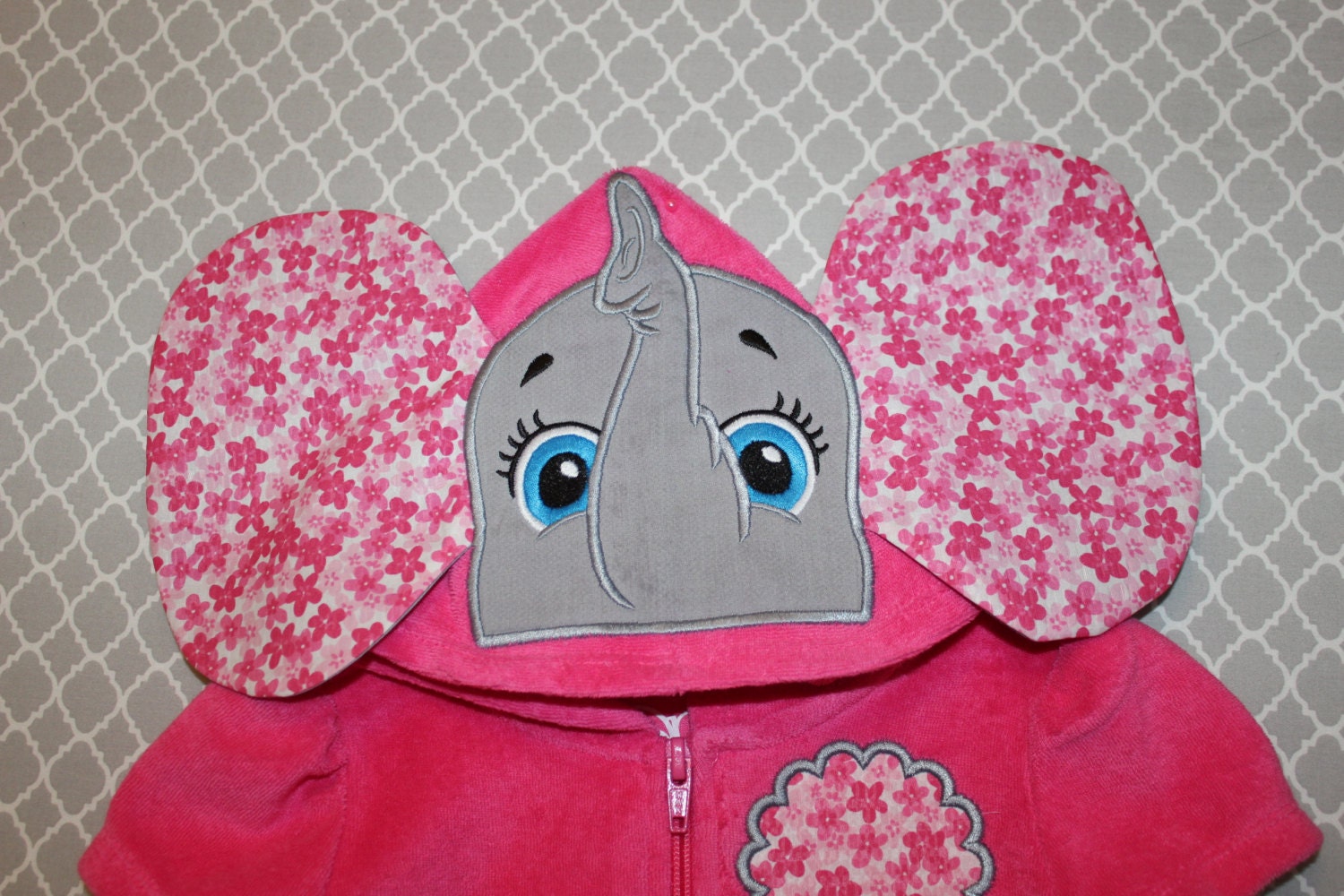 Precious Appliqued Elephant Pink Terry Cloth by DarlingMaddyBlue