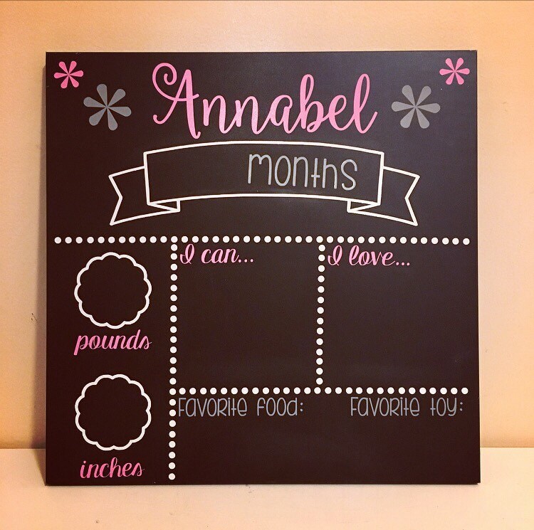 Baby Monthly Milestones Chalkboard Sign Personalized