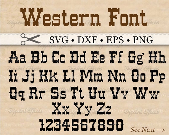 WESTERN Monogram SVG Font Western Alphabet SVG Dxf Eps Png