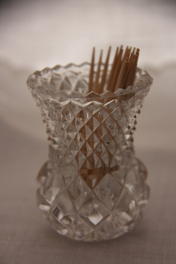 Glass toothpick holder glass holder cut glass toothpick