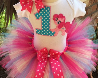 Pinkie Pie My Little Pony Birthday Tutu Outfit Dress Set Handmade 1st 2nd 3rd