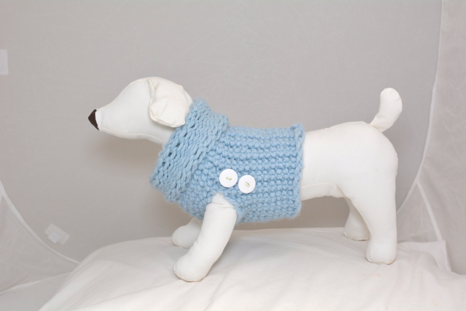 Baby Blue Dog Sweater fold down turtle by RemiStyleDogApparel