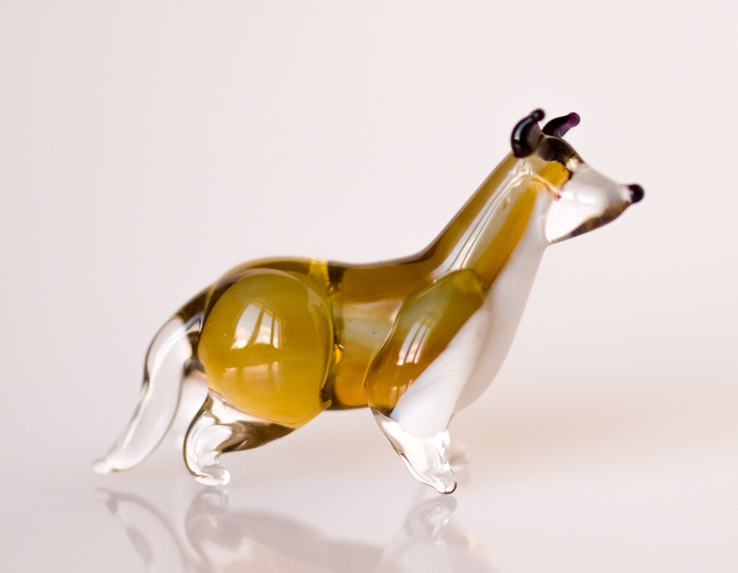 Blown Glass Collie Dog Figurine Murano Style by GlassFireBird