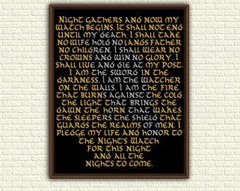 Game of Thrones - Cross Stitch Pattern pdf - Night's Watch Oath - A song of ice and fire - Jon Snow - G.R.R. Martin - geeky - book - KbK-029