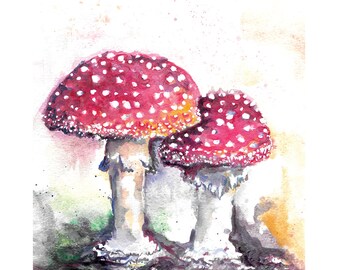 Original Watercolor Painting - Amanita Muscaria