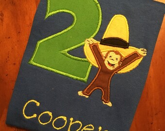 Curious George Birthday Shirt Curious George the Monkey Curious George Party Applique Birthday Shirt