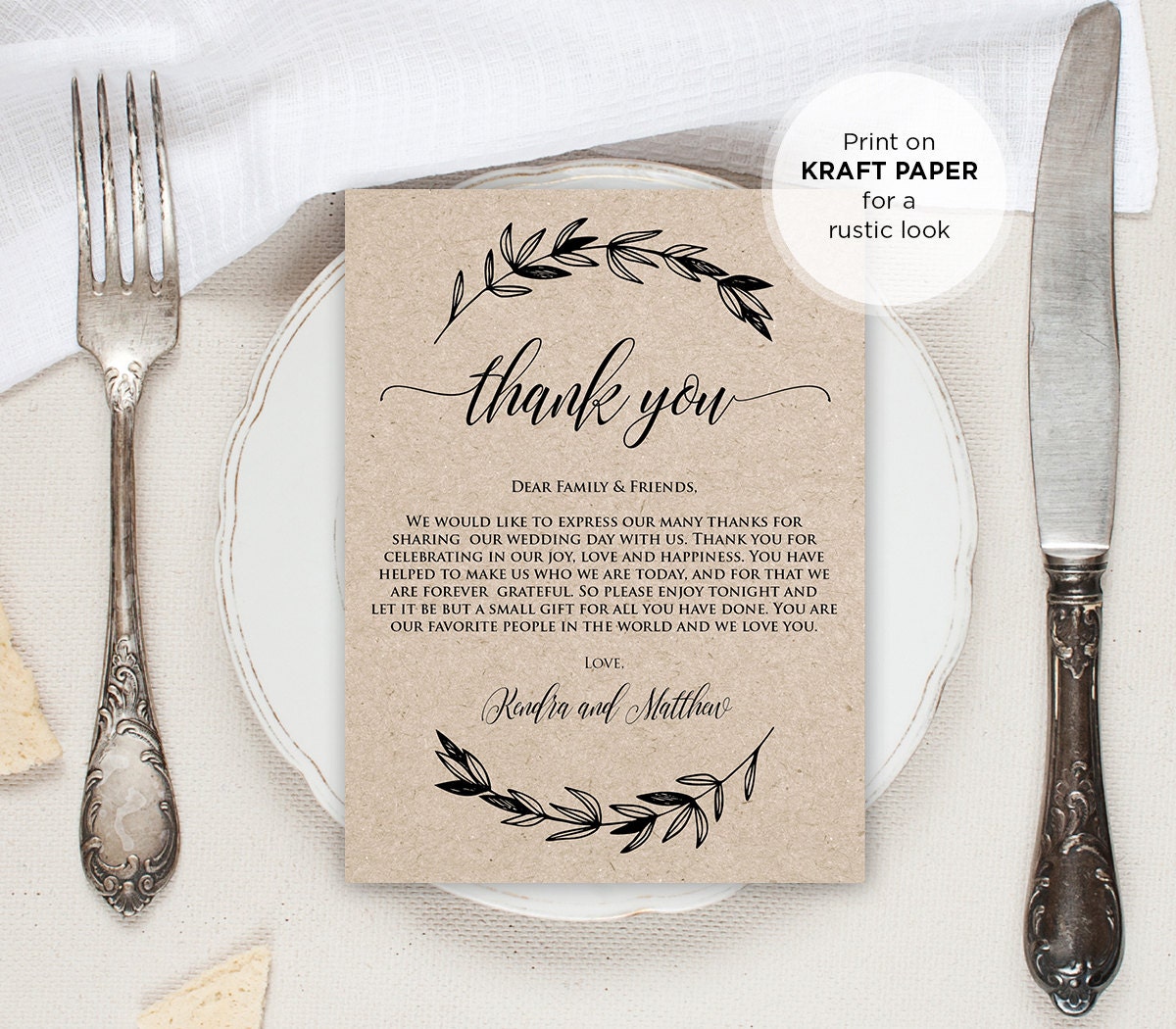 Printable Wedding Thank You Letter Thank You by MintyPaperieShop