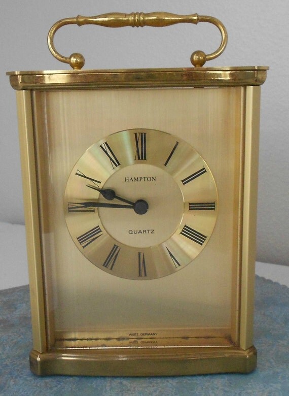 Items similar to VINTAGE Hampton Quartz Brass Clock West Germany on Etsy