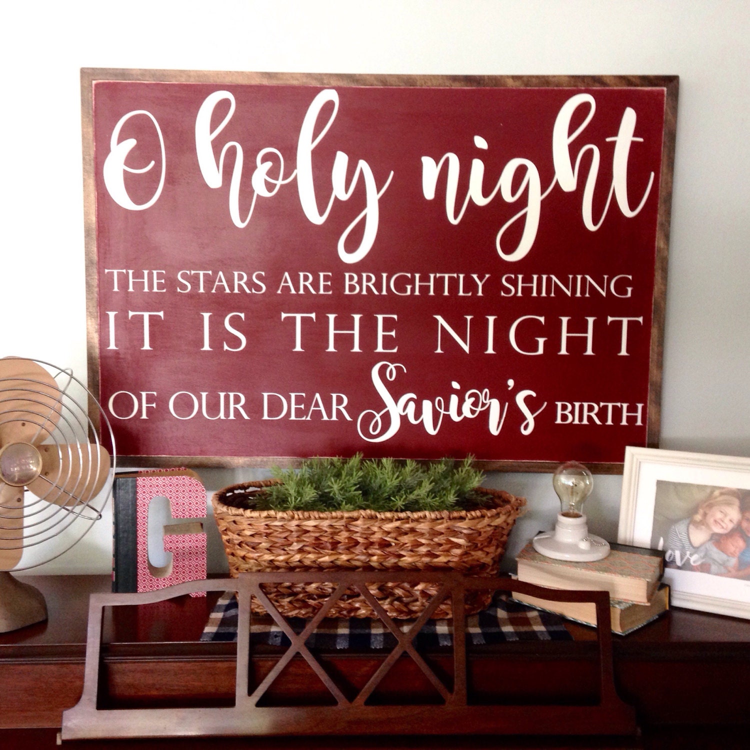 O holy night 3'x2' handmade sign Christmas sign