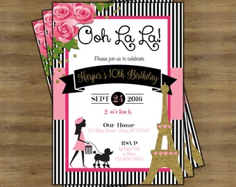 Paris Invitation; Paris Theme Party; Paris Themed Invitations; Paris Party; Paris Birthday Invitation; Eiffel Tower Invitations