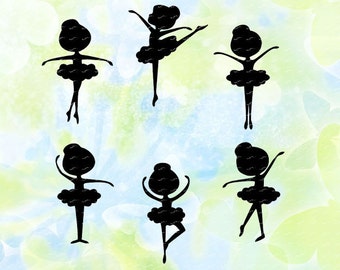 6 ballerinas svg, dxf, eps, studio v3, file for Silhouette Cameo, Curio, cutting machines, instant download