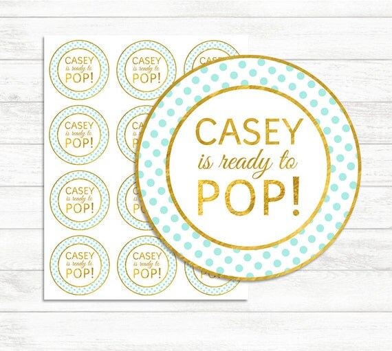 CUSTOM ready to pop stickers labels tags Baby Shower Ready