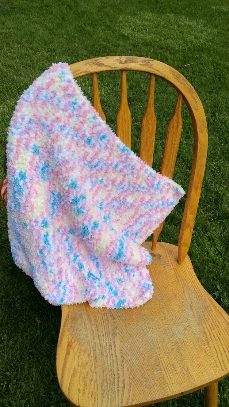 Super Soft Bernat Pipsqueak Baby Blanket Rainbow/Unicorn