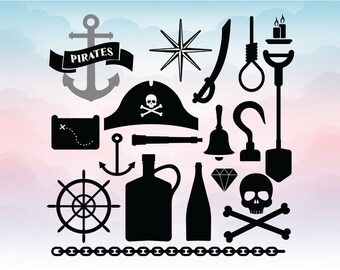 Pirates clipart, Pirate svg set, Captain hook vector, Silhouette files, Cricut designs, Eps Dxf Svg Pdf Png cut files