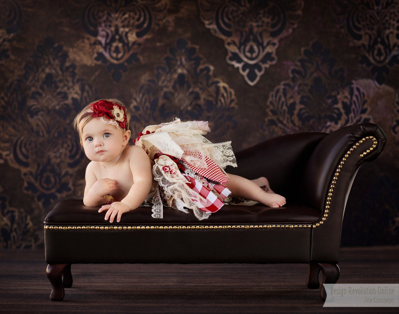 Kids Brown Chaise Photography Prop Furniture Toddler