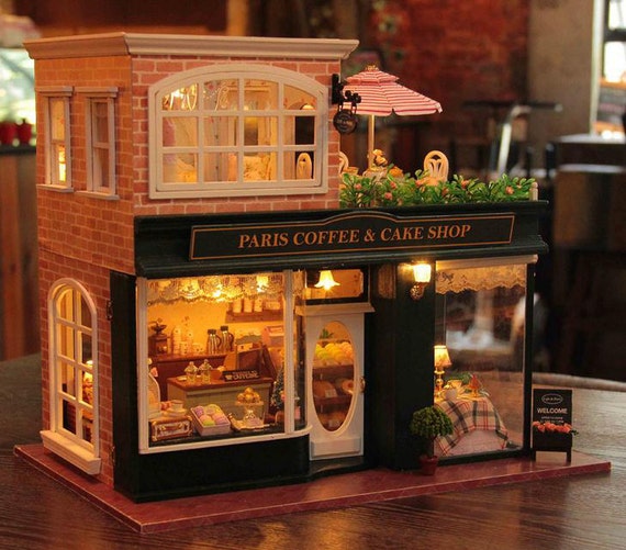 French Coffee Journey Dollhouse DIY Kit Cute Room House Model