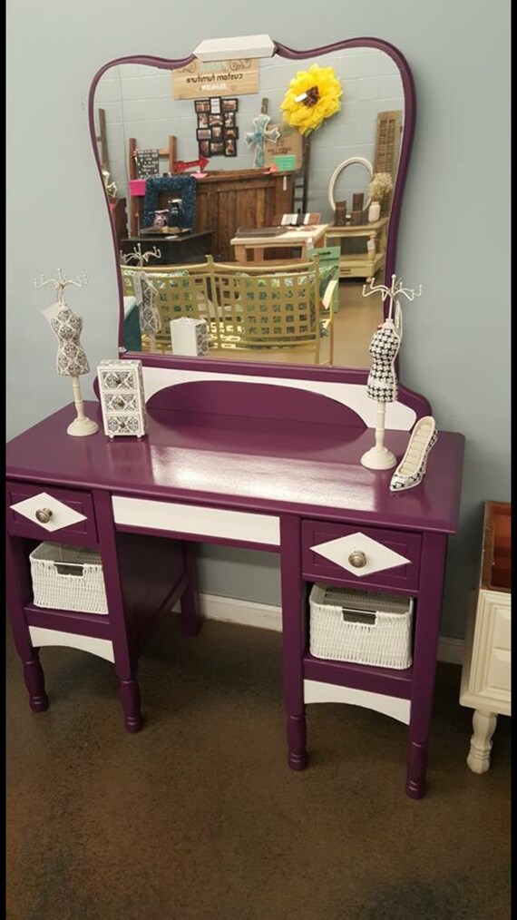 White and purple vanity by RetouchedMiraclesMLJ on Etsy