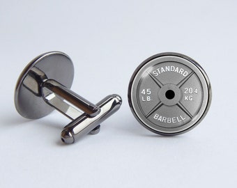 Barbell cufflinks Fitness cuff links Dumbbell cufflinks Weightlifting Athlete gift Sportsmen gift Fitness jewelry Men jewelry Workout