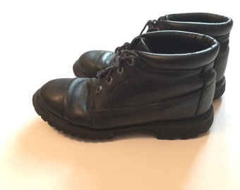 Black Leather Timberland Ankle Boots Women Size 8