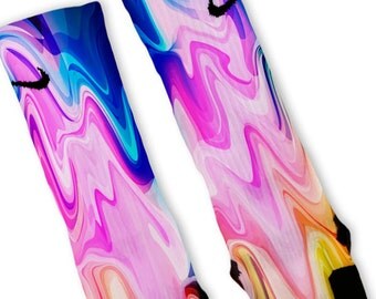 Custom Liquid Rainbow Nike Elites Socks