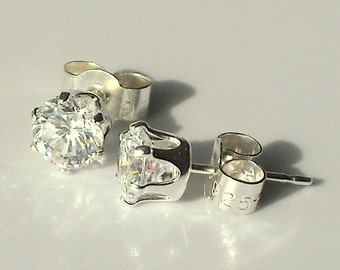 Lab Diamond 925 sterling silver ear studs
