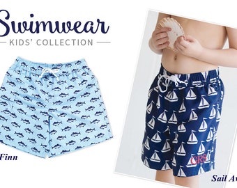 Monogram Boys Swim Trunks, Boys Swim Trunks, Personalized Boys Swim Trunks, Boys Swimwear, Boys Blue Swim Trunks, Gifts for boys