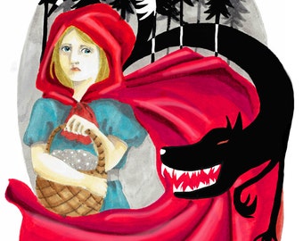 Art print - art print - Red Riding Hood / little Red Riding Hood A5 (fairytale / fairy tale)