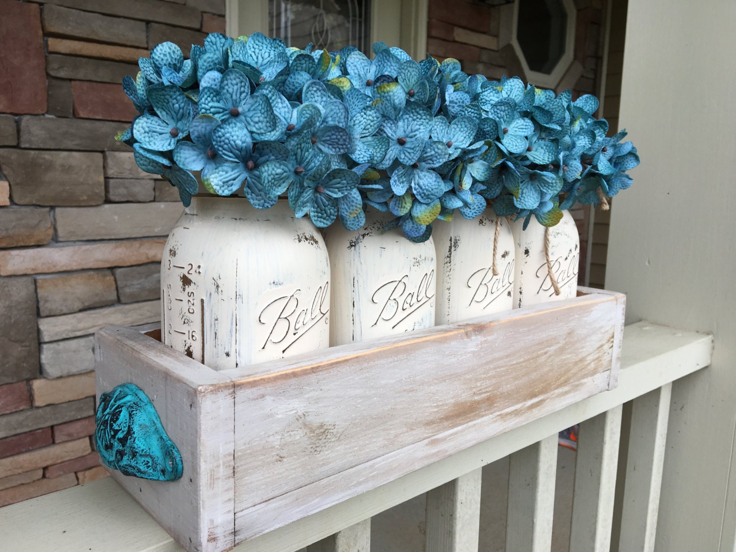 teal centerpiece mason jar centerpiece rustic wedding decor