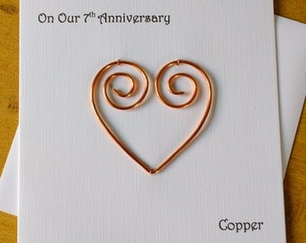 7th anniversary card copper 7 wedding anniversary card traditional handmade gift