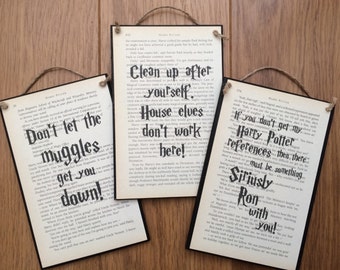 Harry Potter Book Inspired Wall Hanging Plaque, Merchandise, Picture, Sign, Various Designs, Bookish, Birthday Gift, Housewarming, New Home