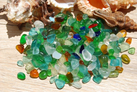 200 Rainbow tiny pieces sea glass/ Sea glass by SeaGlassfromSpain