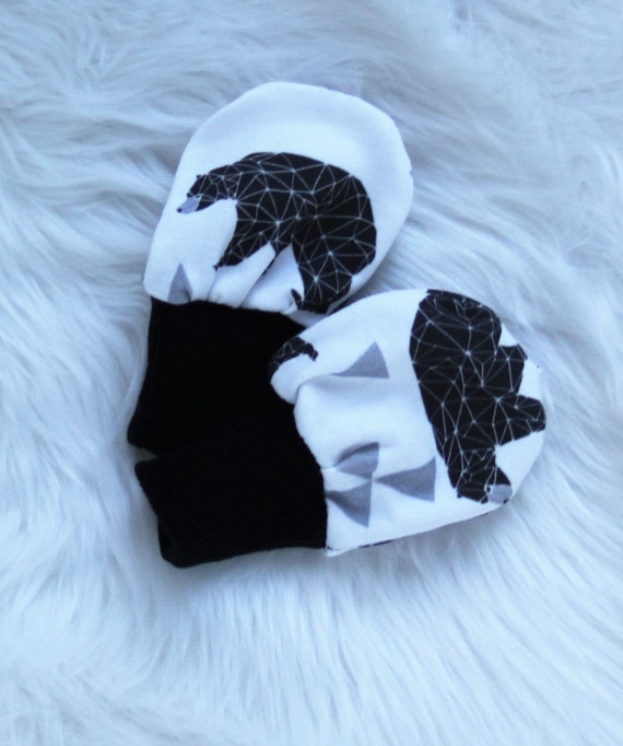 No scratch mittens with cuffs/newborn by bibitibobitiboutique