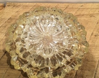 Vintage glass nesting ashtrays, 3 stacking ashtrays, mid century ashtrays, stackable ashtrays, shabby chic ashtrays, vintage decor