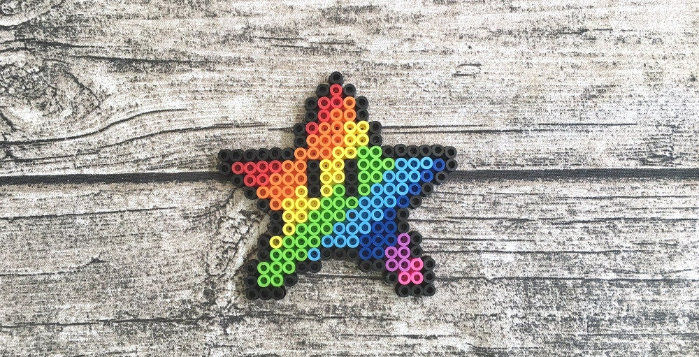 Rainbow Super Mario Star Perler Bead Sprite