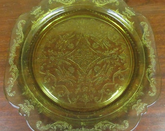 ON SALE! Madrid glass company Amber Depression Glass, Federal Parrot, Antique glass plates, bowls, and cups