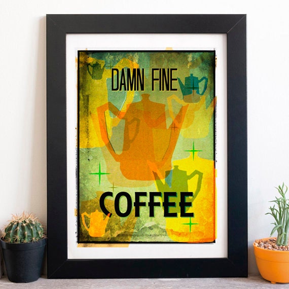 Twin Peaks Damn Fine Coffee Print Americana Diner Sign Mid