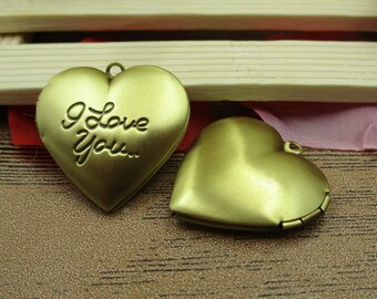 2 Heart Lockets Pendant ,Antique Bronze Tone,Openable Pendant-TS015