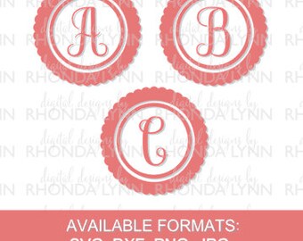 SALE! Scalloped Framed Script Font SVG, dxf, jpg, png Cut File, Scalloped Framed Script Font Digital Download, Scalloped Framed Font svg