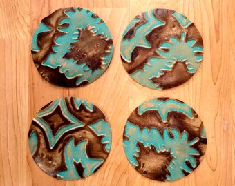 Genuine Leather Coasters Laredo Pattern