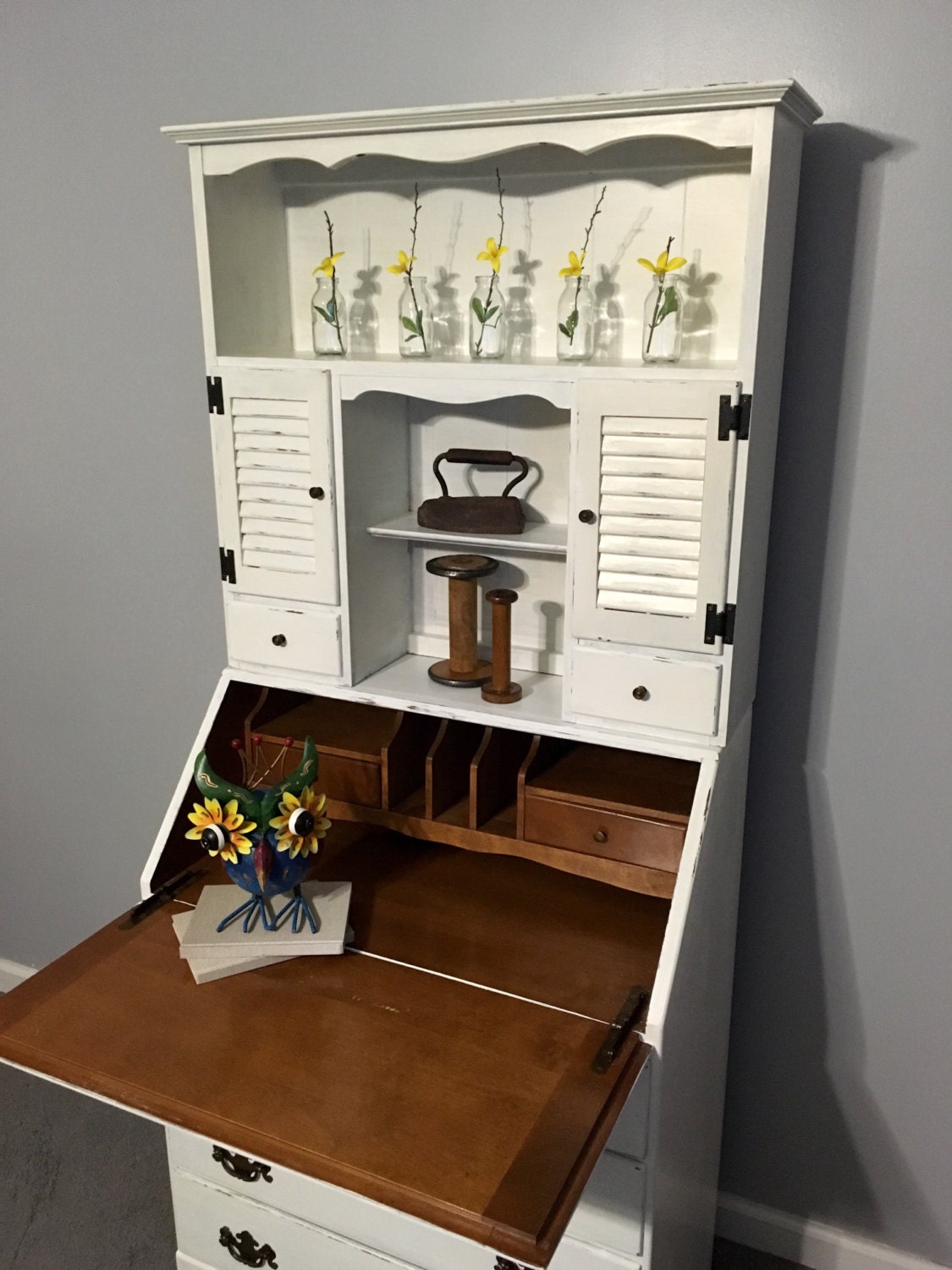 Vintage Ethan Allen by Baumritter Desk and Hutch