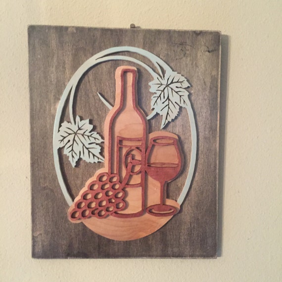 Wine bottle and glass Scroll Saw art