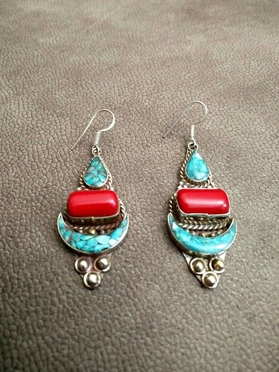 Vintage Handmade Earrings Afghan Kuchi Tribal Jewelry Boho