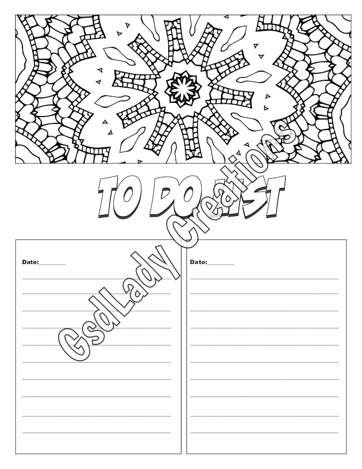 To Do List Coloring Page Printable Journal Page Daily