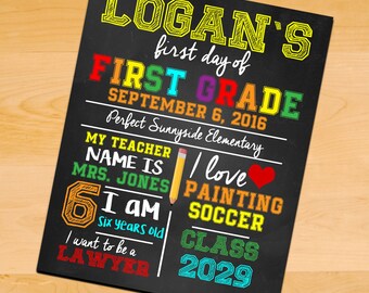 First Day of School Sign - 1st Day of School Sign - Back to School Chalkboard - Any Grade - Chalkboard First Day of School Printable