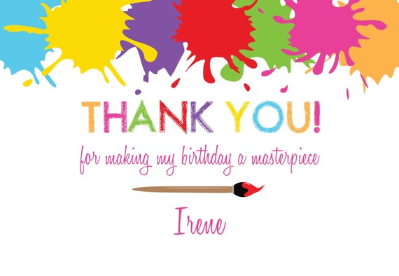 Art Party Invitation FREE Thank You Card File Paint Party
