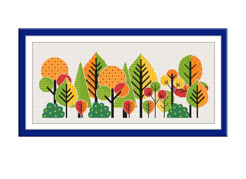 Buy 2 get 1 free. Autumn forest Cross Stitch Pattern.P