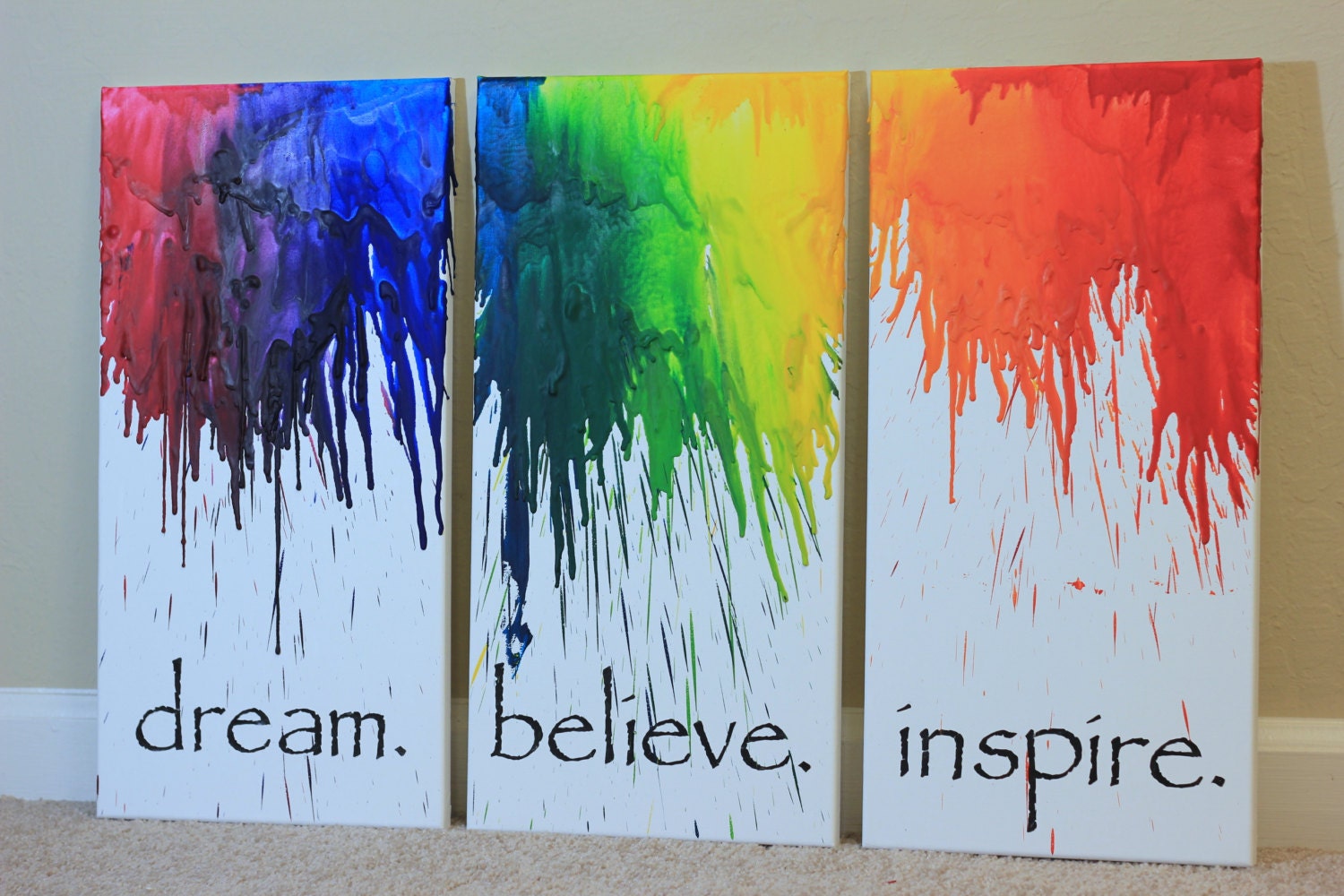 Canvas Wall Art Set Melted Crayon Art Large By